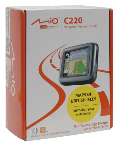 Mio DigiWalker C220 GPS device packaging box.