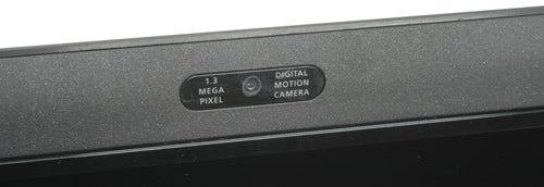Close-up of Samsung Q45 laptop's built-in 1.3 megapixel camera.