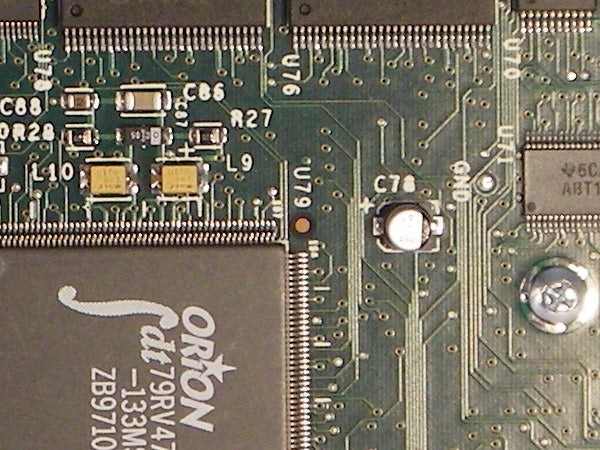 Close-up of a camera's electronic circuit board.