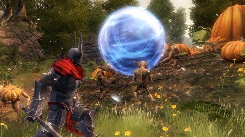 Overlord game screenshot showing character and minions in battle.