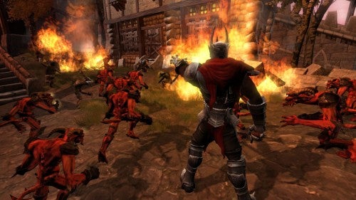Screenshot from Overlord game showing character commanding minions.