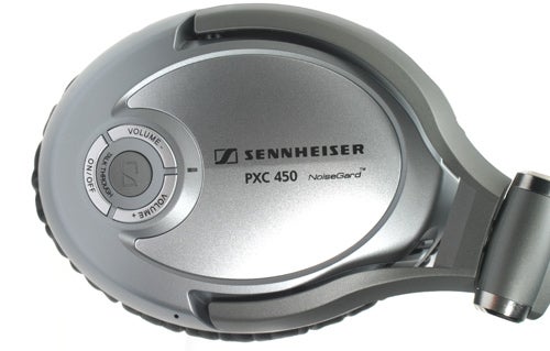 Sennheiser PXC 450 NoiseGard 2.0 headphone close-up.