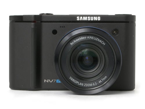 Samsung NV7 OPS digital camera front view on white background.