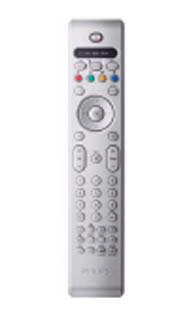 Philips plasma TV remote control with buttons displayed.