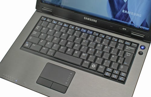 Samsung Q70 laptop keyboard and touchpad close-up.