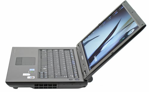 Samsung Q70 laptop with screen titled back