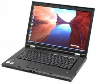 Lenovo 3000 N200 notebook with open screen displaying wallpaper