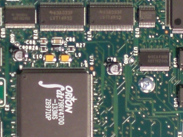 Close-up of a camera's electronic circuit board
