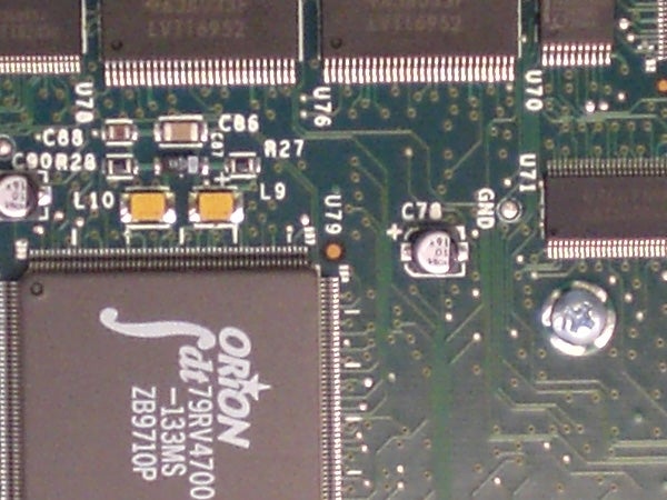 Close-up of circuit board components possibly within a camera.