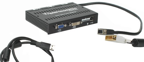 Matrox TripleHead2Go Digital Edition multi-monitor adapter with cables.