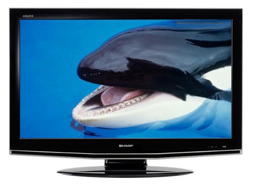 Sharp LC32RD2E 32-inch LCD TV displaying a shark image.