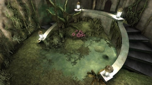 Screenshot from Harry Potter game featuring magical indoor pond.