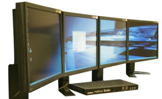 Matrox Extio multi-display system with four monitors.