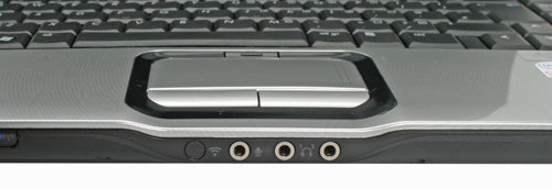 Close-up of HP Pavilion dv2560ea laptop's keyboard and touchpad.