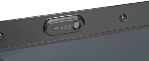 Close-up of HP Pavilion dv2560ea laptop's webcam and microphone.