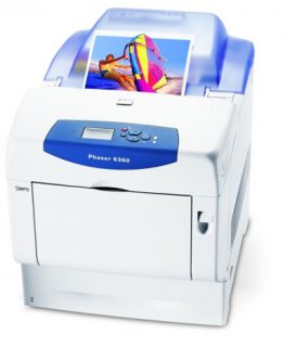 Xerox Phaser 6360VN colour laser printer with printed image.