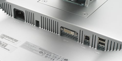 Dell UltraSharp 3007WFP-HC monitor connectivity ports close-up.