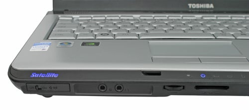 Close-up of Toshiba Satellite P200-143 laptop's left side ports.