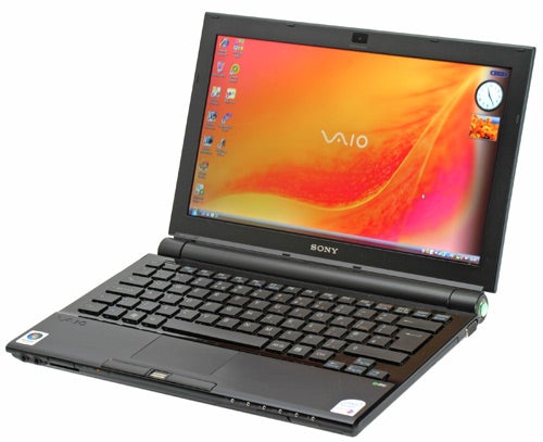 Sony VAIO VGN-TZ12VN laptop open on desk displaying screen