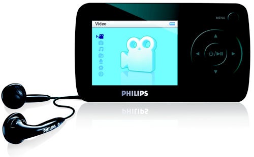 Philips GoGear SA6045/02 MP3 player with earbuds.