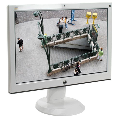 ViewSonic VX2255wmh 22-inch LCD monitor displaying street scene.