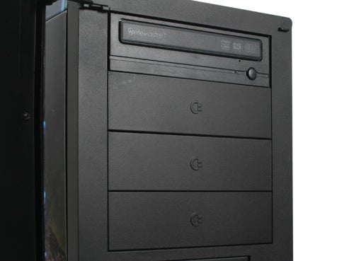 Close-up of Commodore XX Gaming PC tower case.