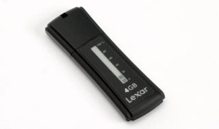 Lexar JumpDrive Secure II Plus 4GB flash drive.