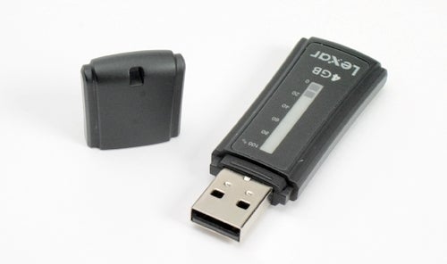 Lexar JumpDrive Secure II Plus 4GB USB flash drive.