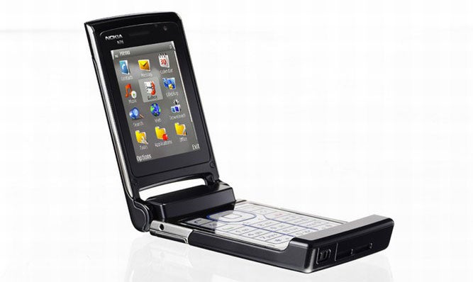 Nokia N76 flip phone open on white background
