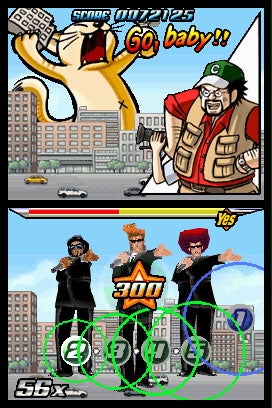 Screenshot of Elite Beat Agents gameplay on Nintendo DS.