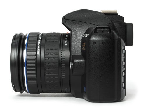 Olympus E-510 DSLR camera with standard zoom lens.
