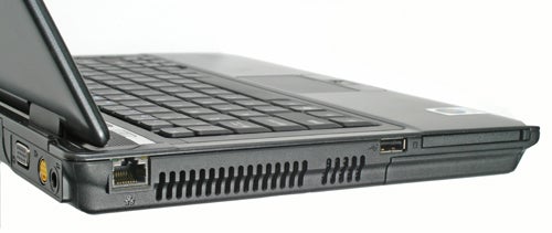 Acer TravelMate 6292 laptop side showing ports and cooling vent.