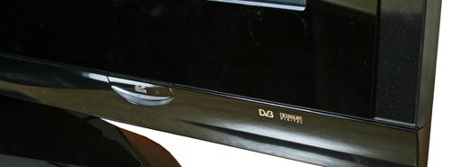Detail of Panasonic Viera 42-inch Plasma TV logo and model.