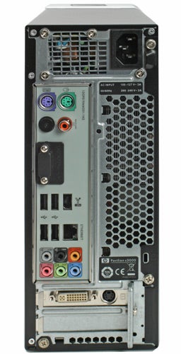 HP Pavilion S3040 computer rear connectivity ports and power supply.