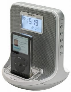 Philips AJ300D Clock Radio with docked iPod.