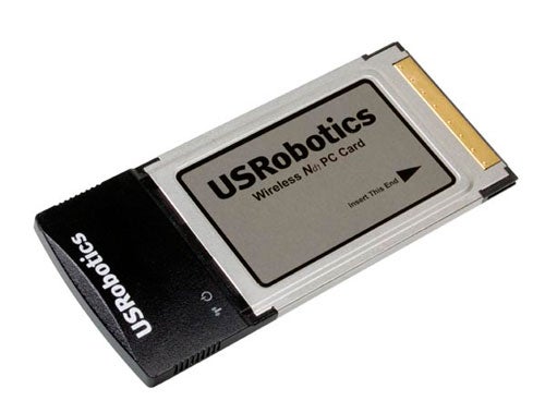 USRobotics Wireless Ndx PC Card on white background.