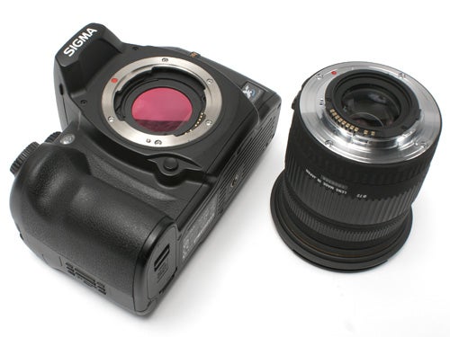 Sigma SD14 DSLR camera with lens detached.