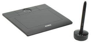 Wacom Bamboo Graphics Tablet with stylus on white background.