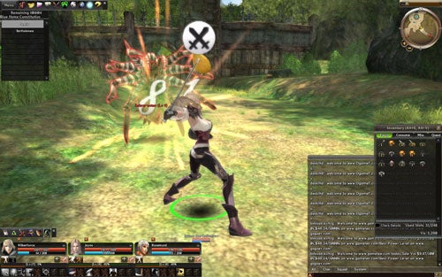 Screenshot of character combat in Granado Espada game.