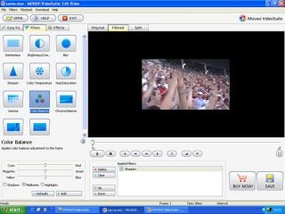 Screenshot of Movavi VideoSuite 4.5 editing interface with video filter options.