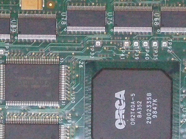 Close-up of circuit board with integrated circuits and electronic components
