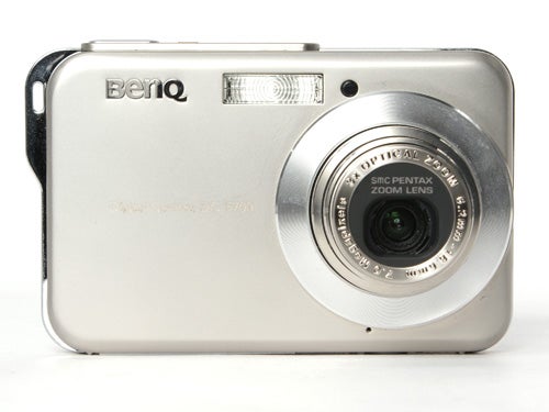 Silver BenQ DC-T700 digital camera on white background.