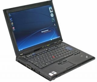 Lenovo ThinkPad T61 laptop on a white background.