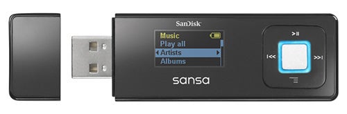 SanDisk Sansa Express 2GB MP3 player with USB connector.