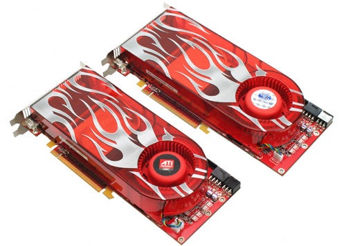 Two Sapphire HD 2900 XT graphics cards on white background.