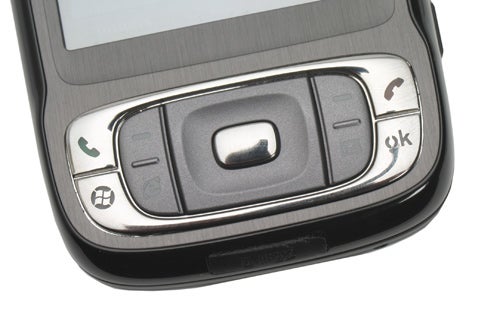 Close-up of HTC P4550 Kaiser Smartphone's navigation buttons.