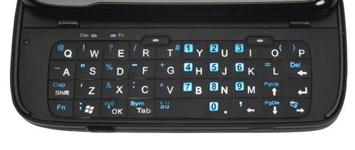 HTC P4550 Kaiser smartphone's slide-out QWERTY keyboard.