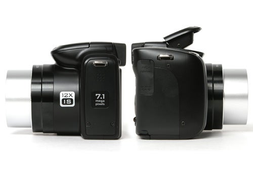 Kodak EasyShare Z712 IS camera from front and side views.