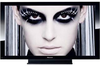 Pioneer 508XD Plasma TV displaying high-contrast image with dramatic makeup.