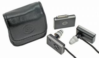 Etymotic Research ety8 Bluetooth Earphones with leather case and accessories.